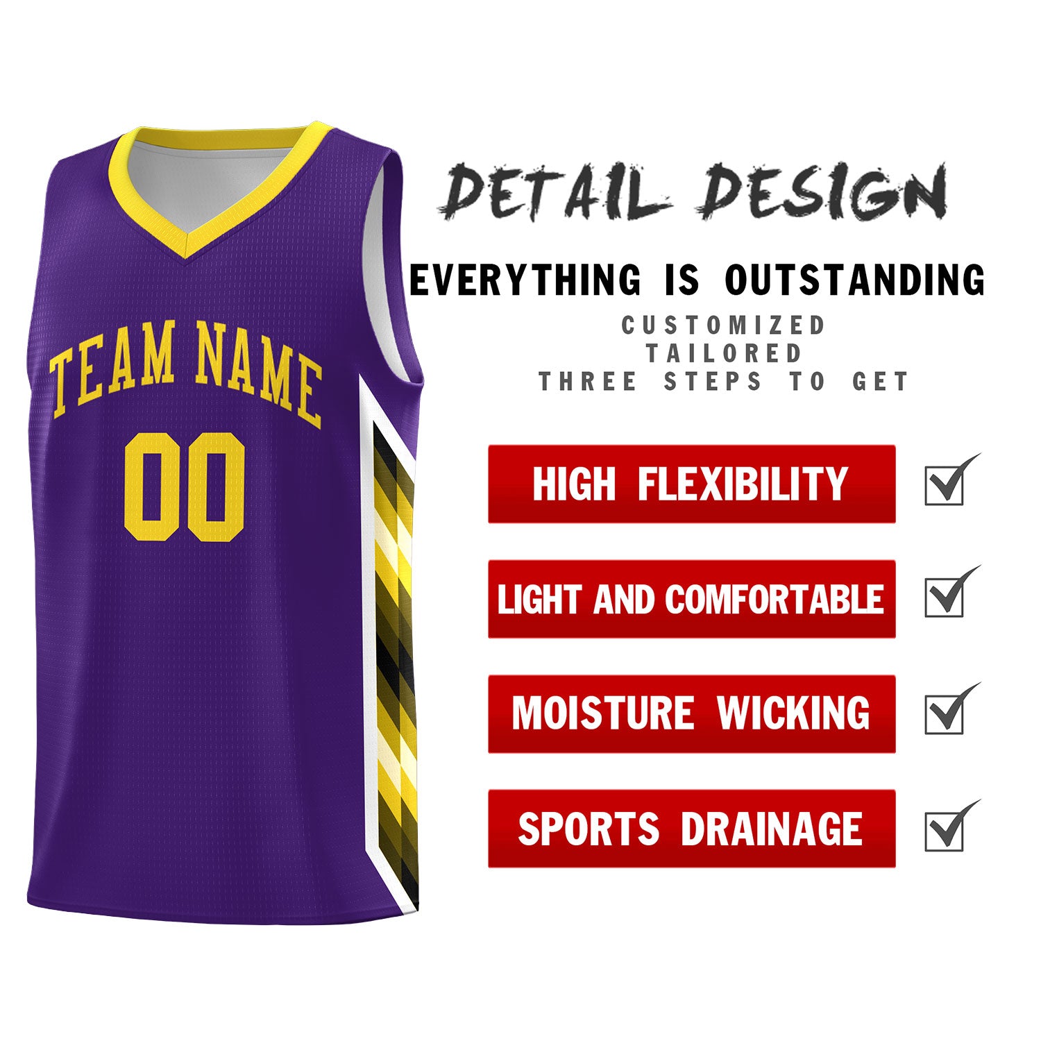 Custom Purple Mosaic Gradient Fashion Sports Uniform Basketball Jersey