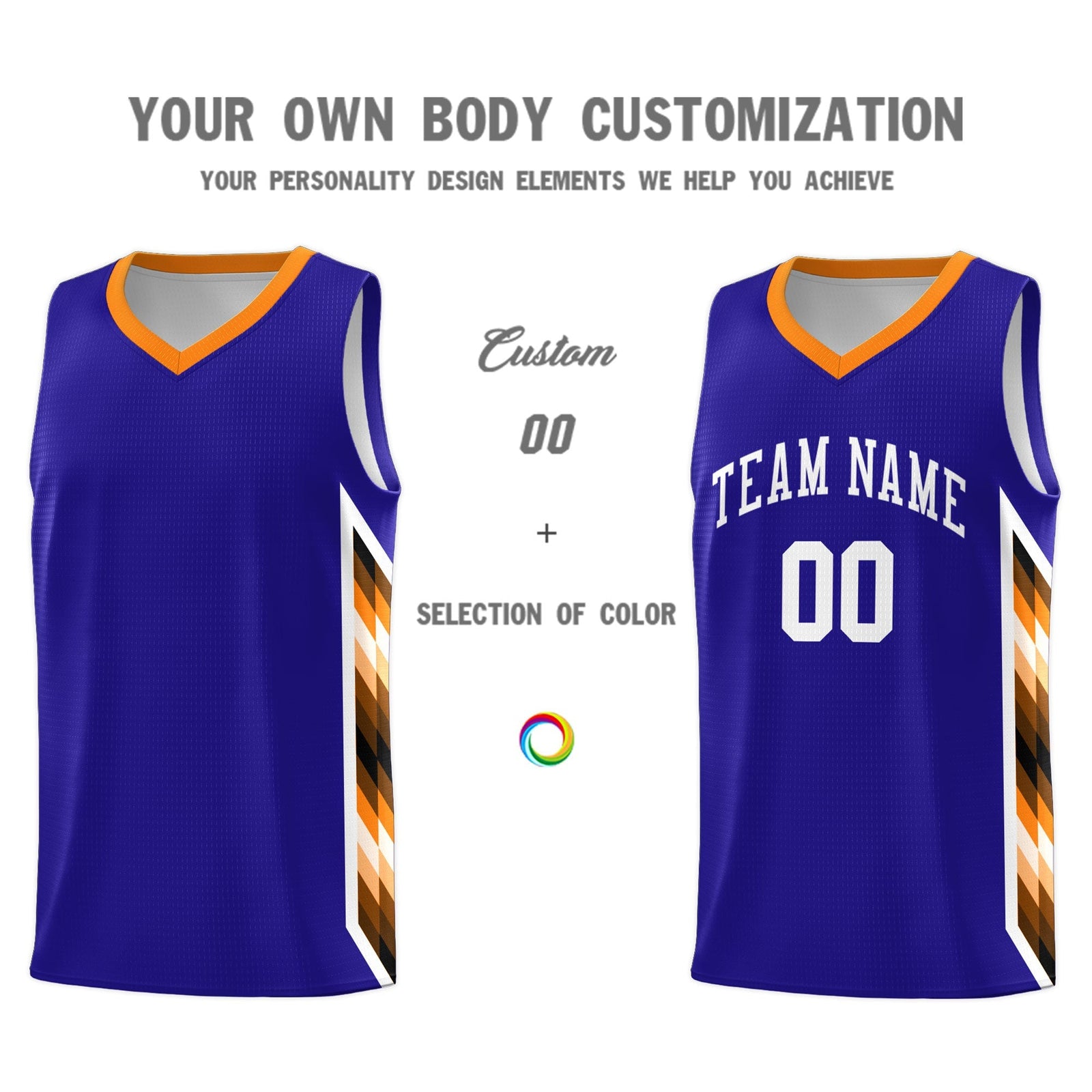 Custom Royal Mosaic Gradient Fashion Sports Uniform Basketball Jersey