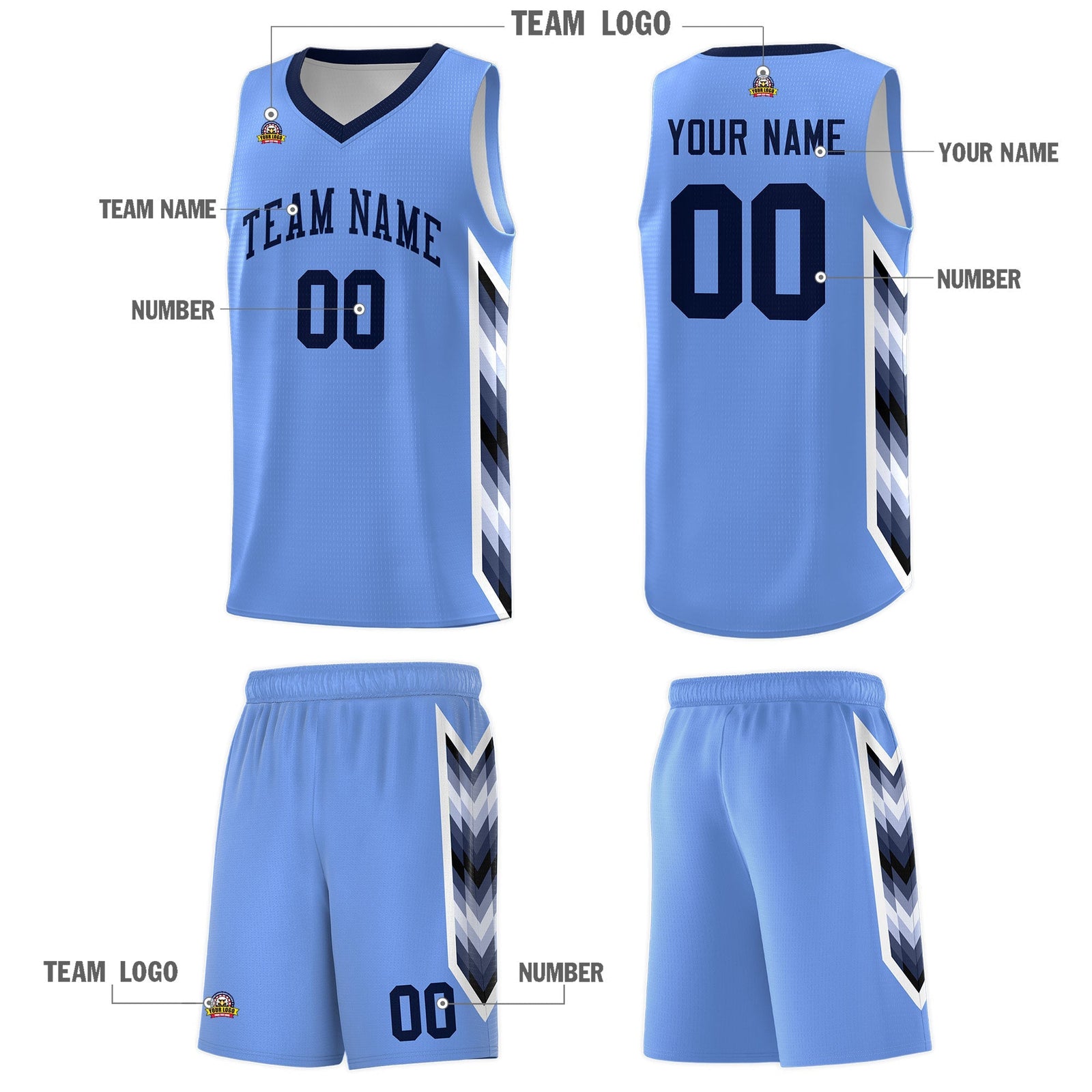 Custom Light Blue Mosaic Gradient Fashion Sports Uniform Basketball Jersey