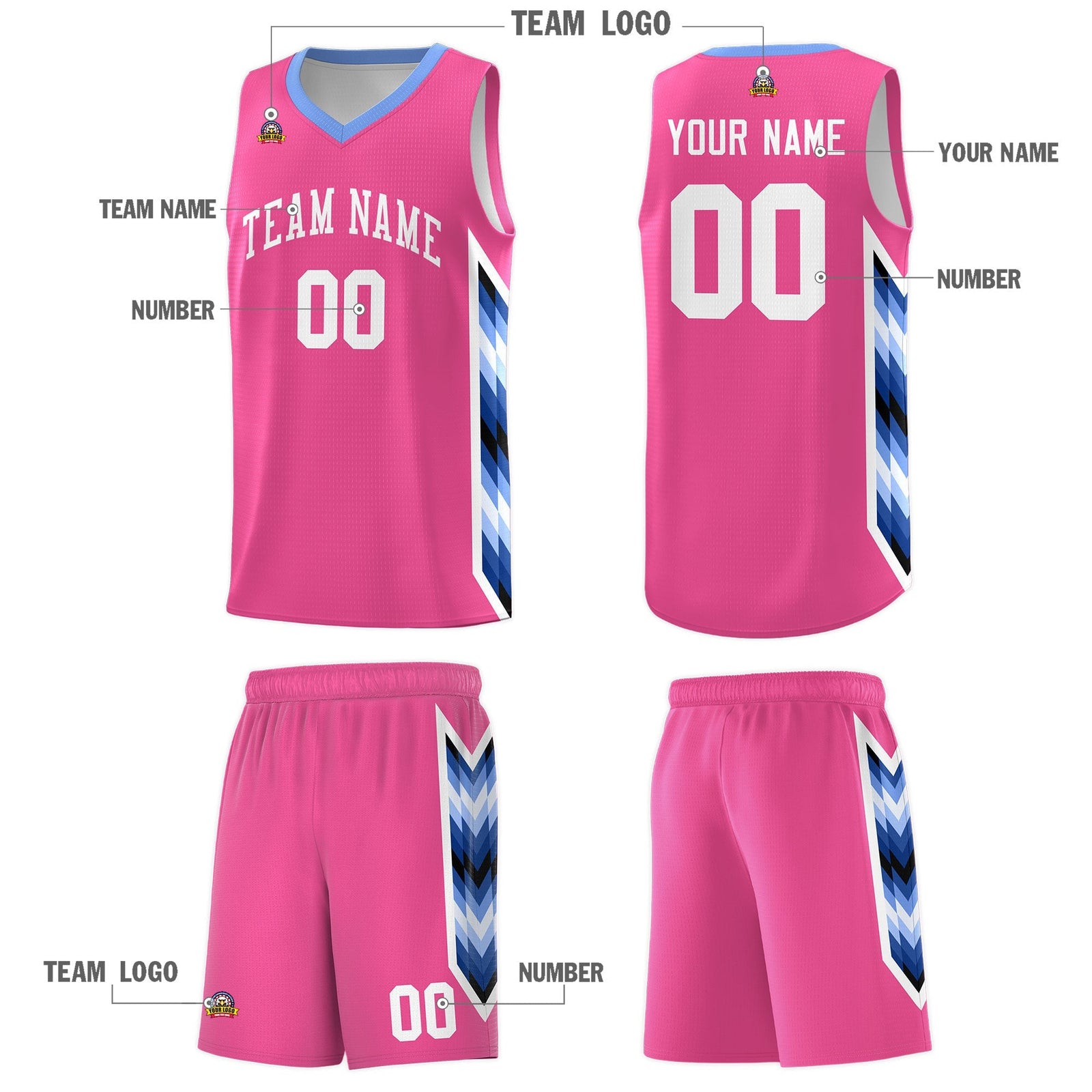 Custom Pink Mosaic Gradient Fashion Sports Uniform Basketball Jersey