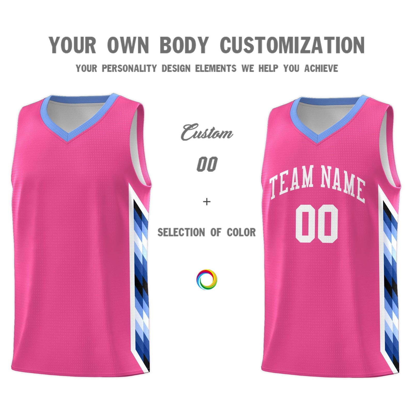 Custom Pink Mosaic Gradient Fashion Sports Uniform Basketball Jersey
