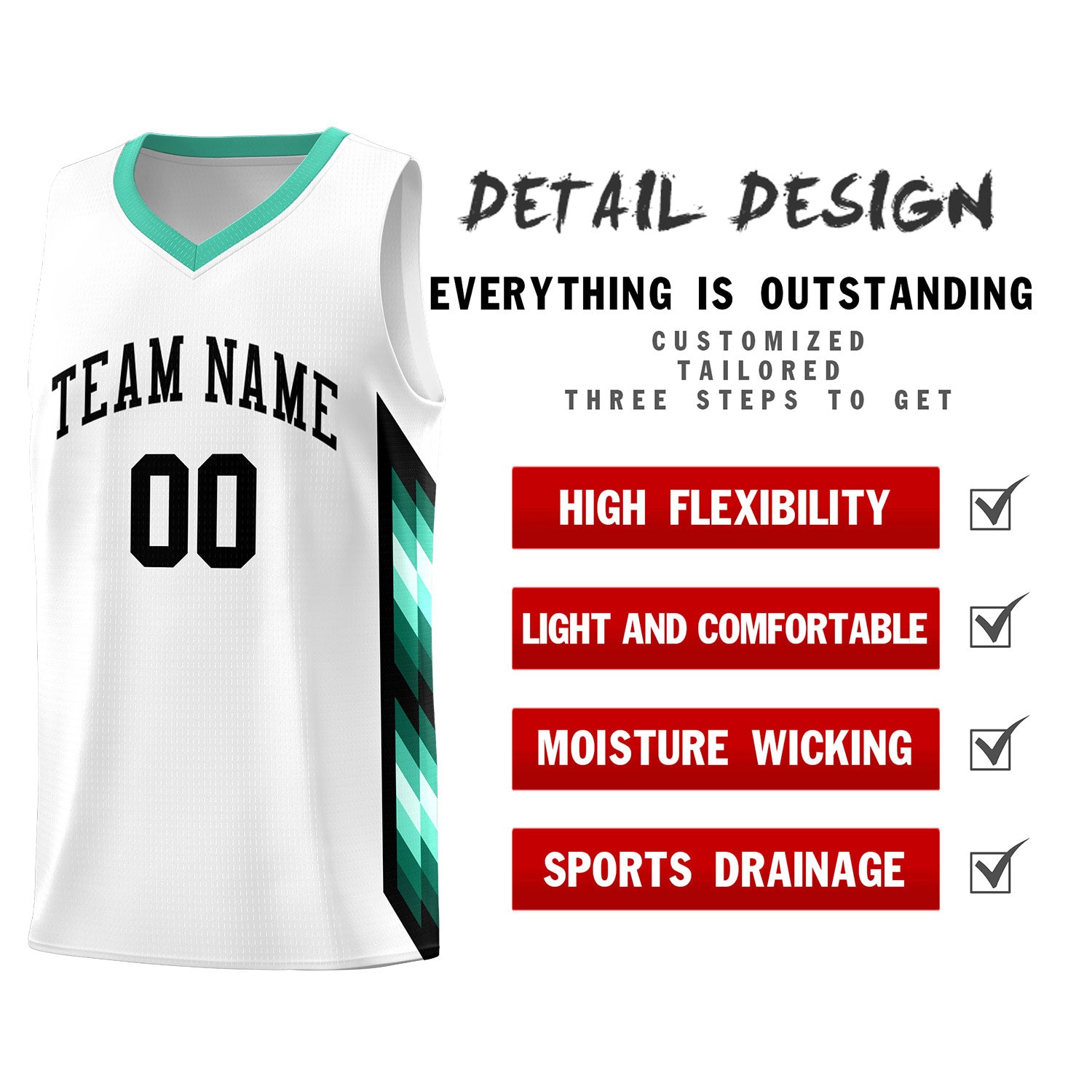 Custom White Mosaic Gradient Fashion Sports Uniform Basketball Jersey