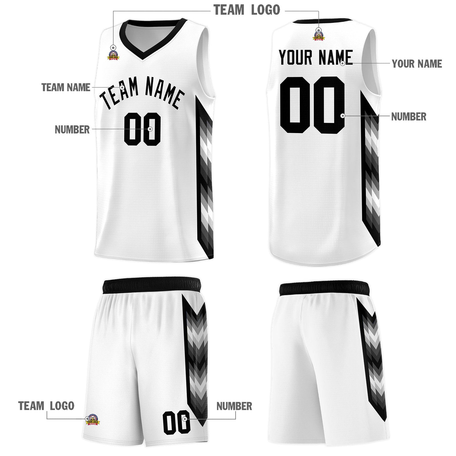 Custom White Mosaic Gradient Fashion Sports Uniform Basketball Jersey