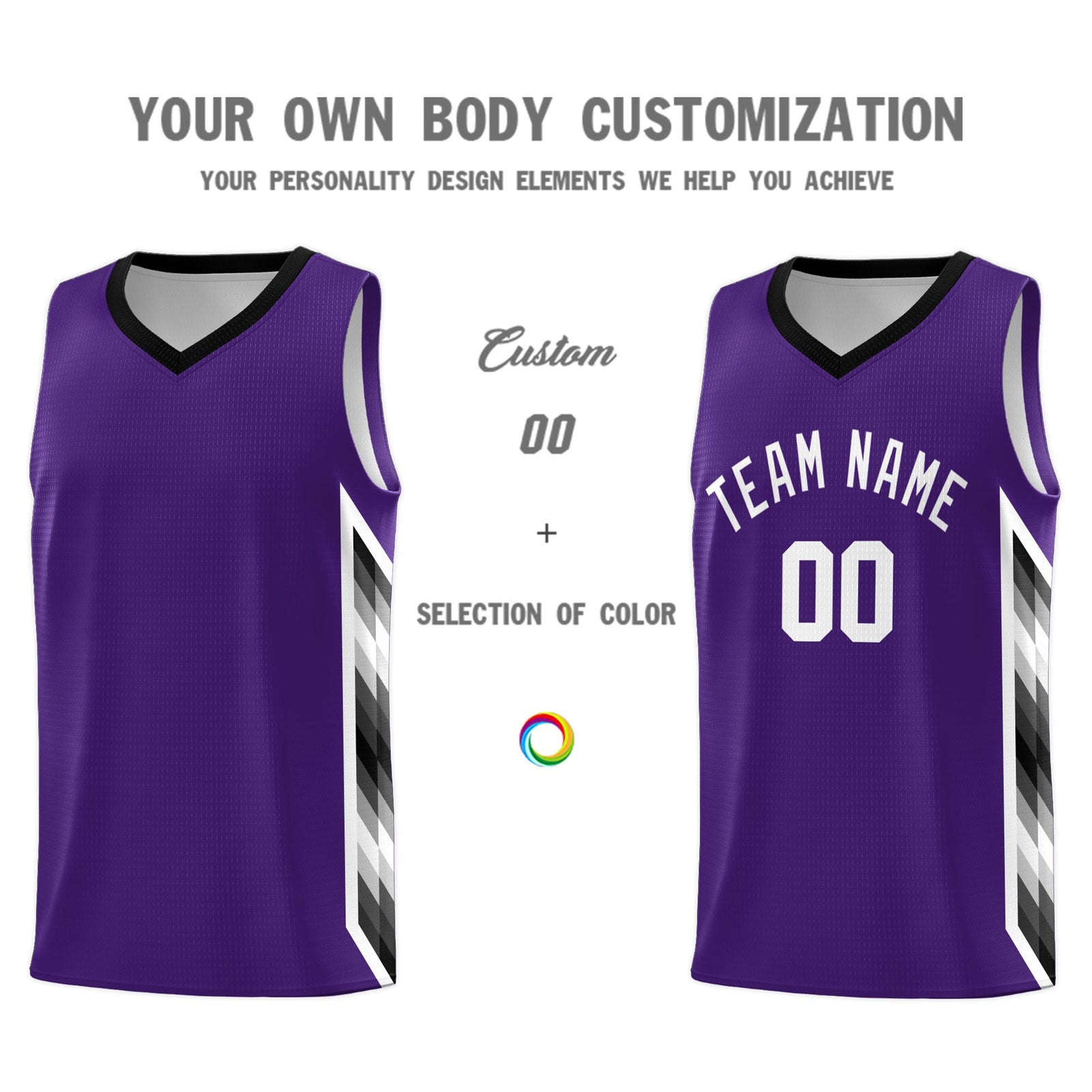Custom Purple Mosaic Gradient Fashion Sports Uniform Basketball Jersey
