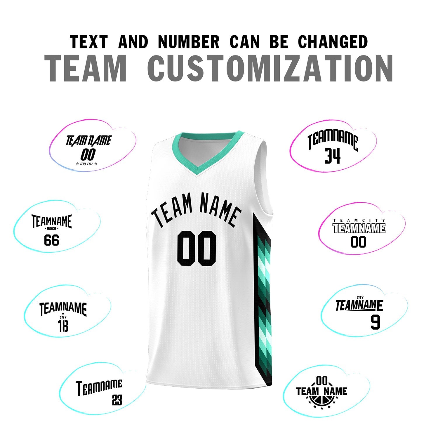 Custom White Mosaic Gradient Fashion Sports Uniform Basketball Jersey