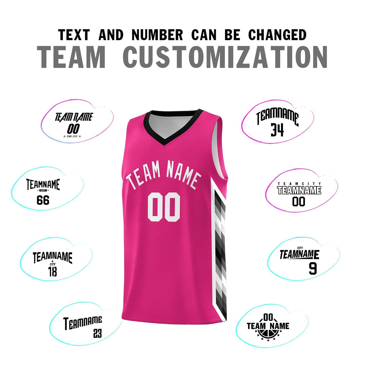 Custom Rose Red Mosaic Gradient Fashion Sports Uniform Basketball Jersey