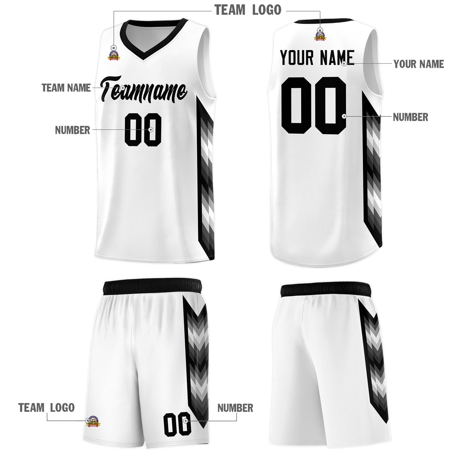 Custom White Mosaic Gradient Fashion Sports Uniform Basketball Jersey