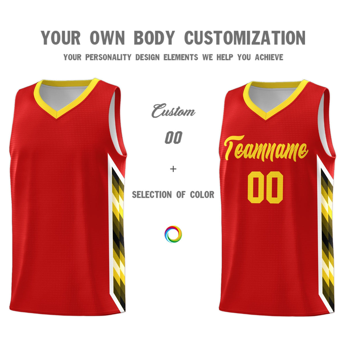 Custom Red Mosaic Gradient Fashion Sports Uniform Basketball Jersey