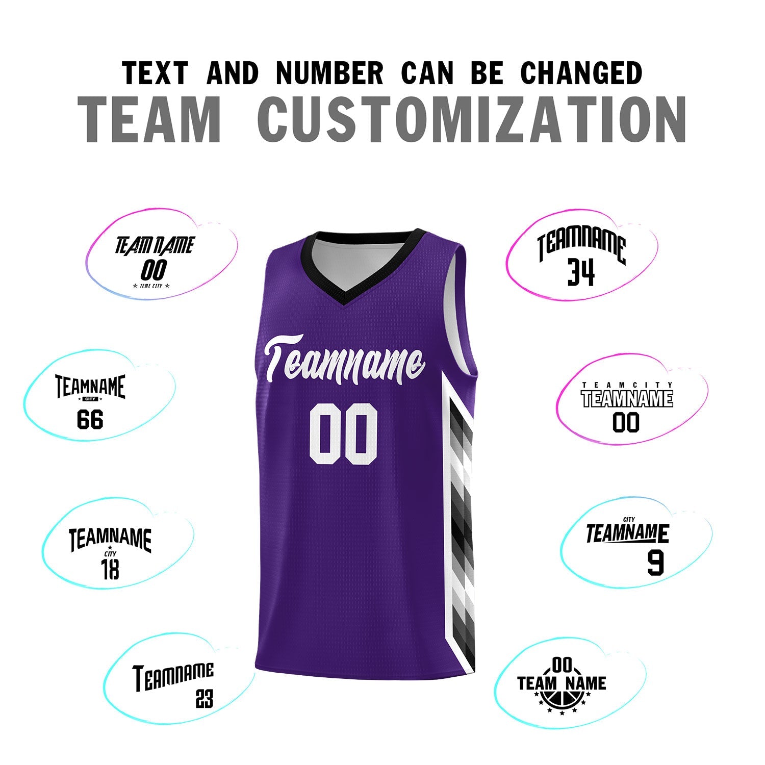 Custom Purple Mosaic Gradient Fashion Sports Uniform Basketball Jersey