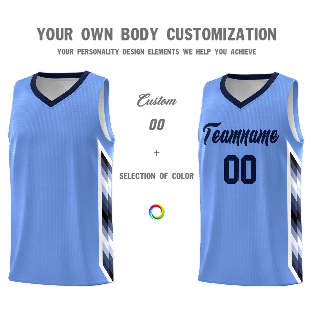 Custom Light Blue Mosaic Gradient Fashion Sports Uniform Basketball Jersey