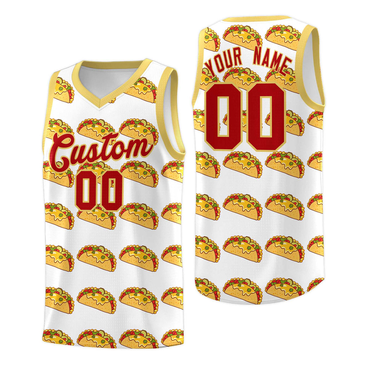 Custom White Khaki Mexican Colors Graffiti Patterns Drapable Uniform Basketball Jersey