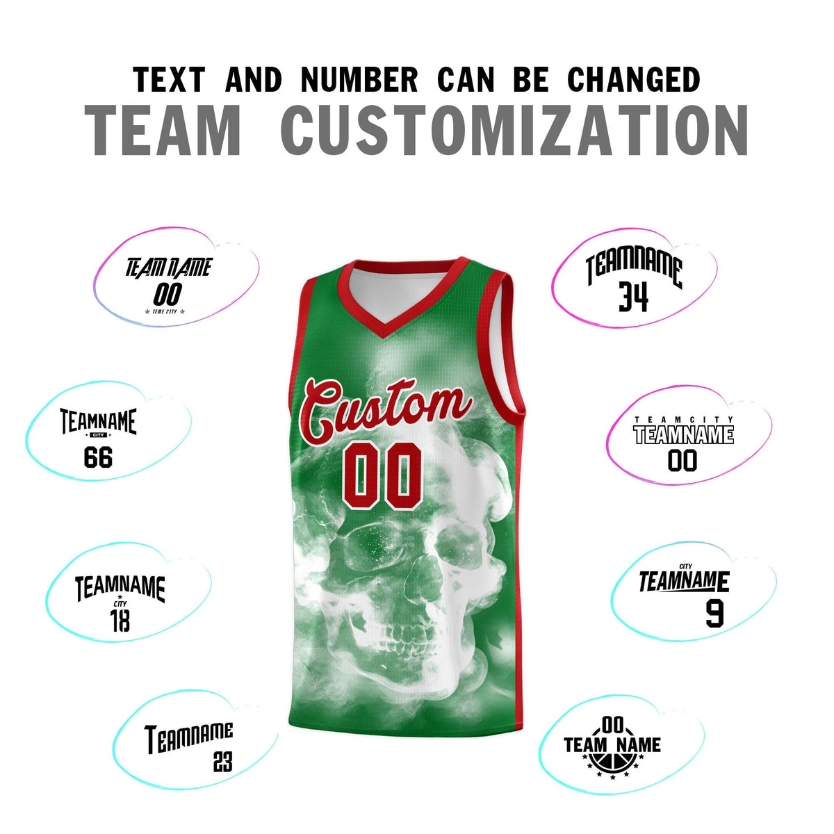 Custom White Red Kelly GreenMexican Colors Graffiti Patterns Drapable Uniform Basketball Jersey
