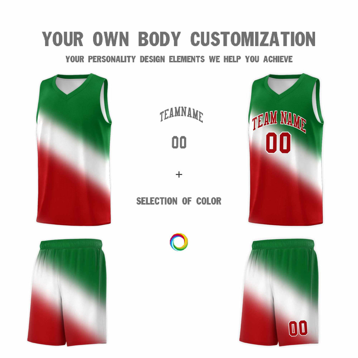 Custom White Kelly Green Red Mexican Colors Graffiti Patterns Wrinkle-Resistant Uniform Basketball Jersey