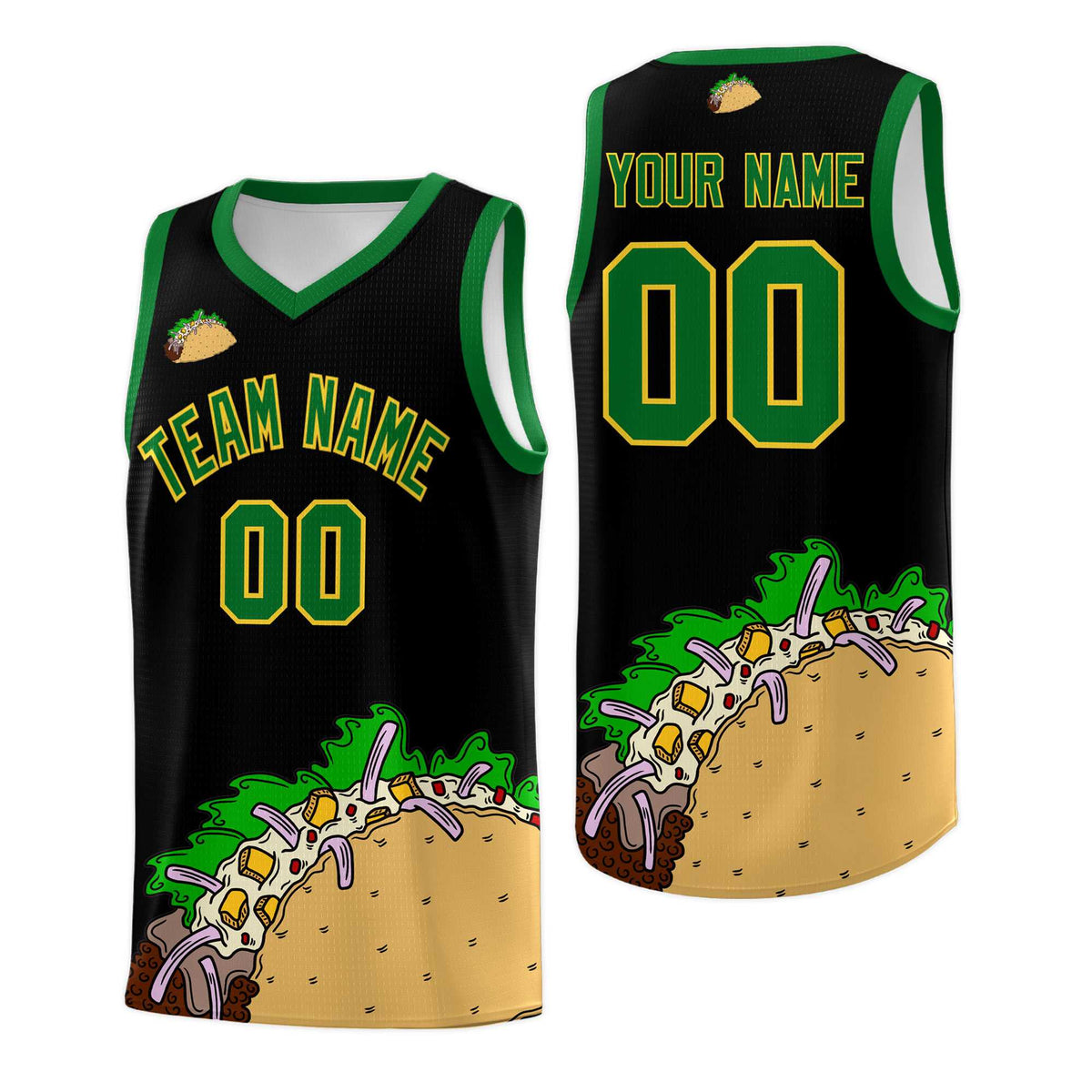 Custom Black Kelly Green Mexican Colors Graffiti Patterns Wrinkle-Resistant Uniform Basketball Jersey