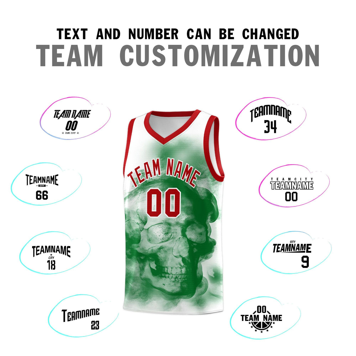 Custom White Red Kelly GreenMexican Colors Graffiti Patterns Wrinkle-Resistant Uniform Basketball Jersey