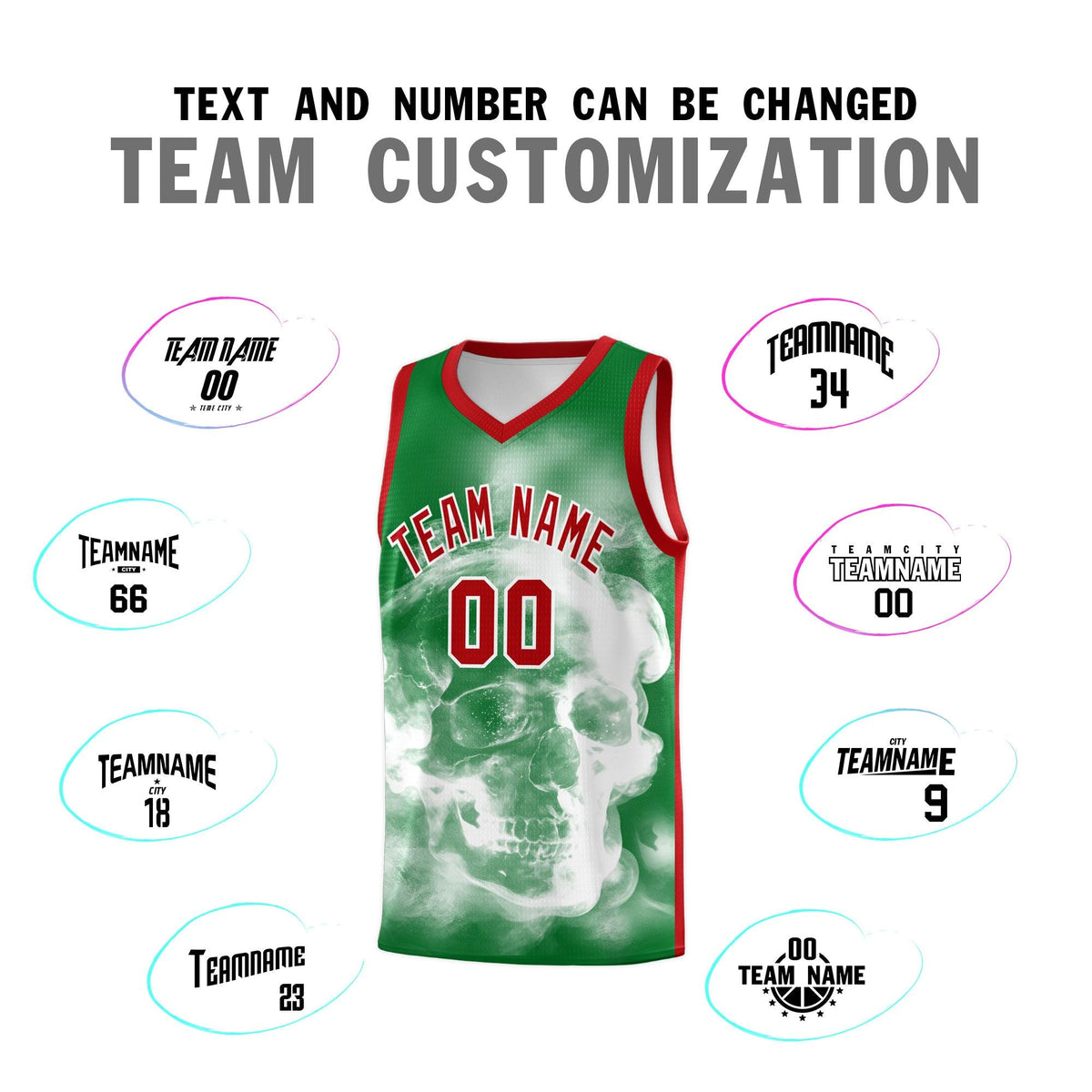 Custom White Red Kelly GreenMexican Colors Graffiti Patterns Drapable Uniform Basketball Jersey