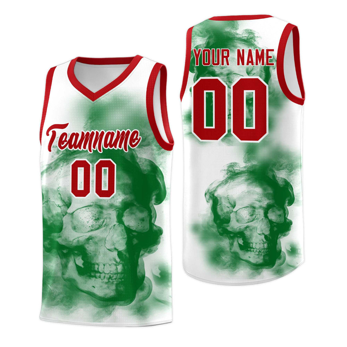 Custom White Red Kelly GreenMexican Colors Graffiti Patterns Wrinkle-Resistant Uniform Basketball Jersey