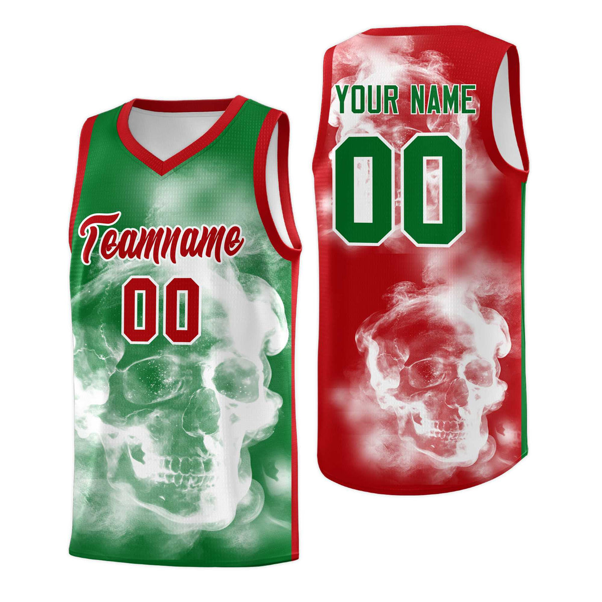 Custom White Red Kelly GreenMexican Colors Graffiti Patterns Drapable Uniform Basketball Jersey