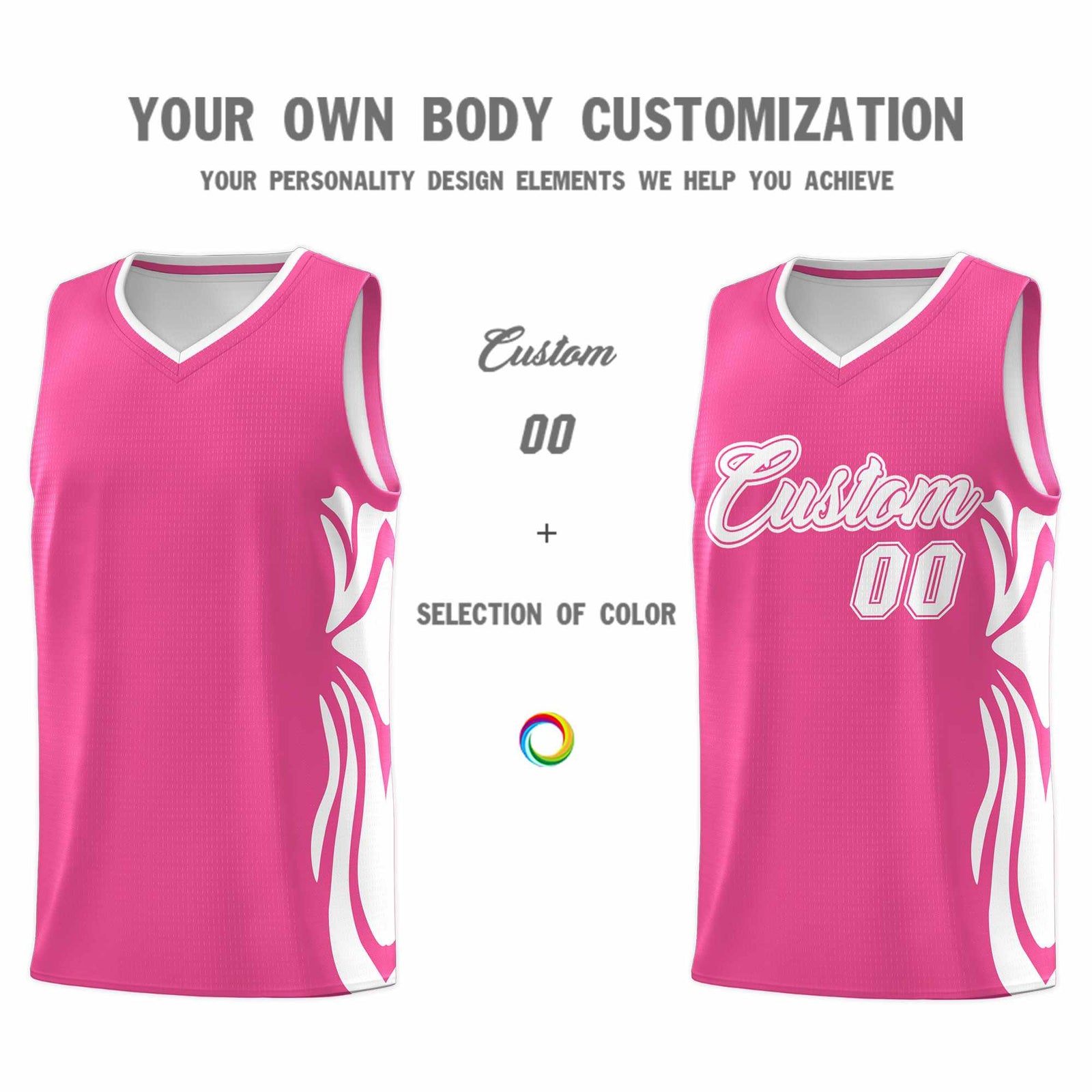 Custom Pink White-White Graffiti Pattern Side Curve Pattern Sports Uniform Basketball Jersey Sets