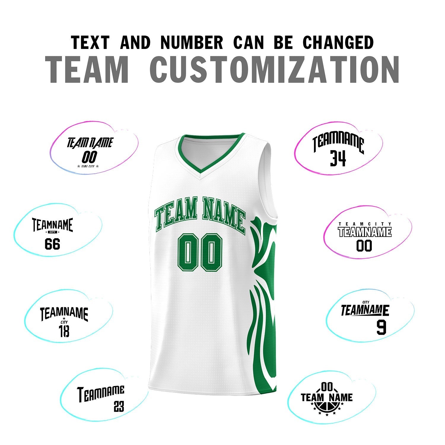Custom White Kelly Green-Kelly Green Graffiti Pattern Side Curve Pattern Sports Uniform Basketball Jersey Sets