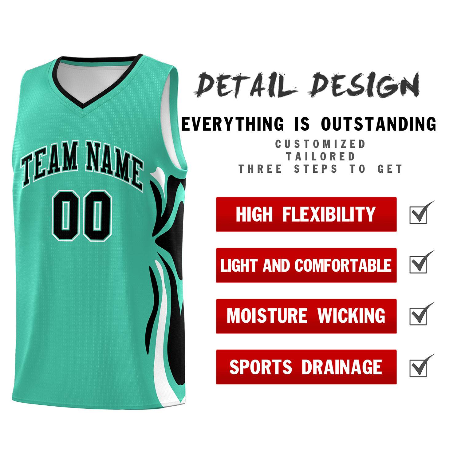 Custom Bright Green Black-White Graffiti Pattern Side Curve Pattern Sports Uniform Basketball Jersey Sets