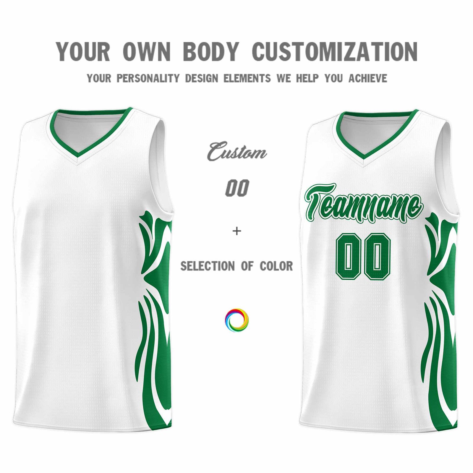 Custom White Kelly Green-Kelly Green Graffiti Pattern Side Curve Pattern Sports Uniform Basketball Jersey Sets