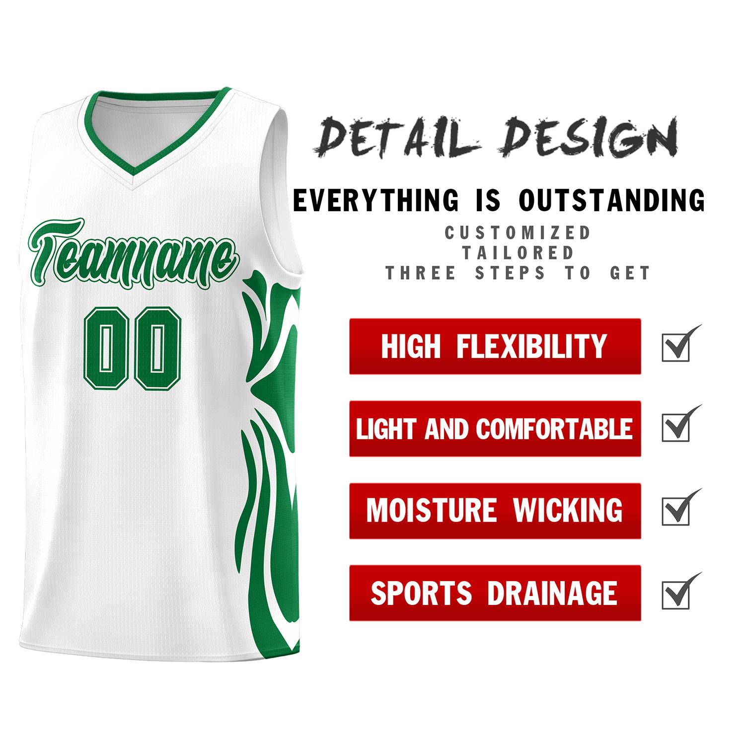 Custom White Kelly Green-Kelly Green Graffiti Pattern Side Curve Pattern Sports Uniform Basketball Jersey Sets