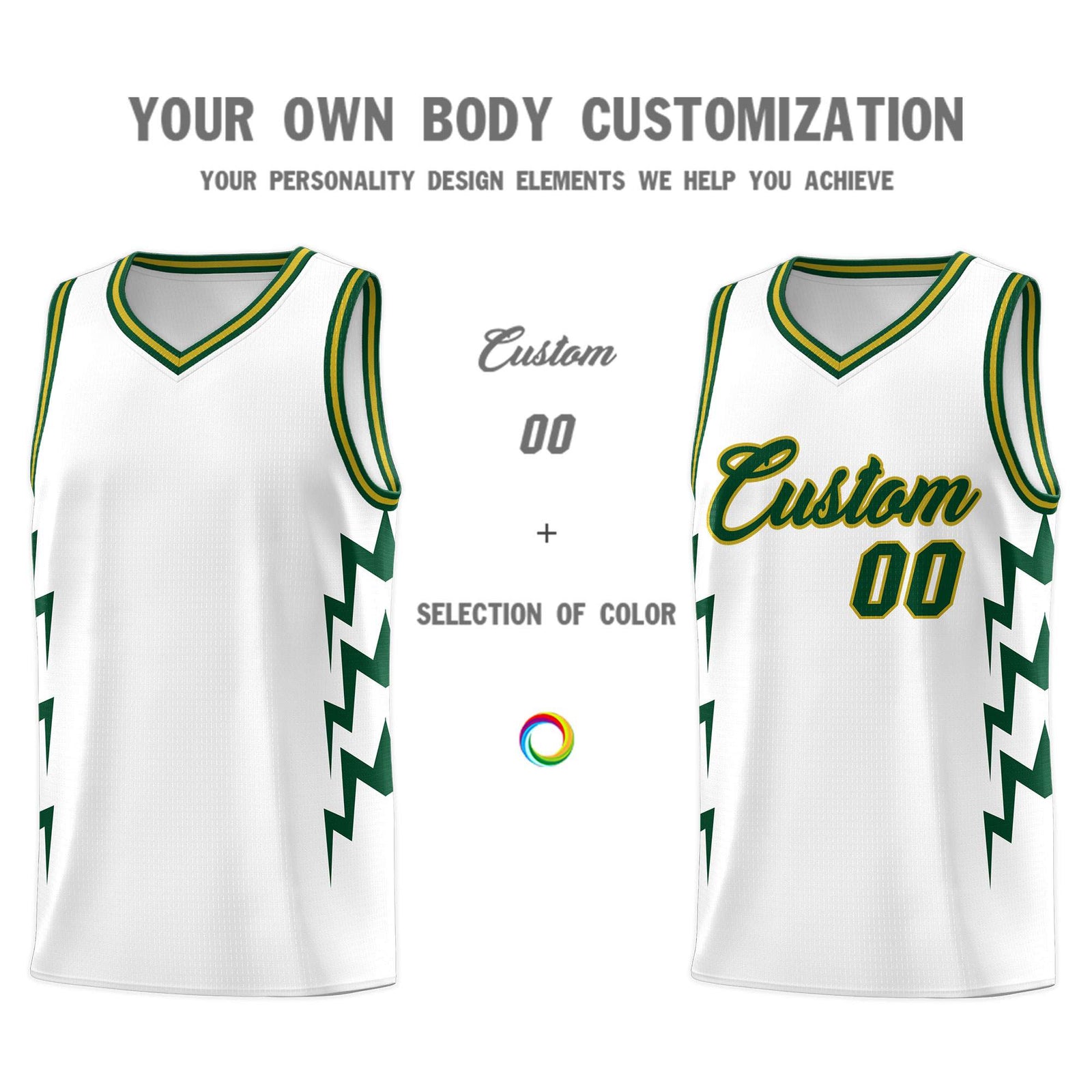 Custom White Side Lightning Pattern Sports Uniform Basketball Jersey