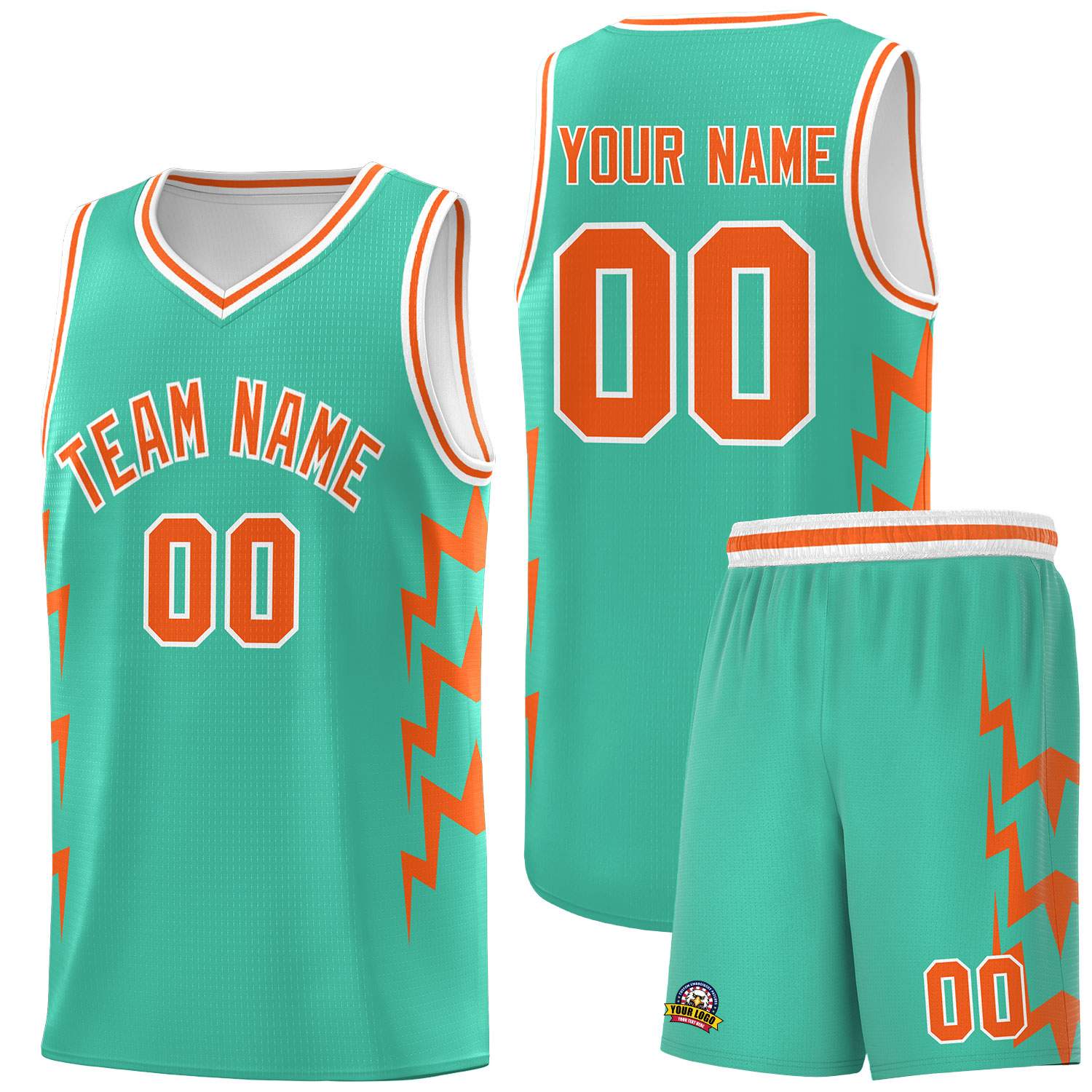 Custom Bright Green Side Lightning Pattern Sports Uniform Basketball Jersey