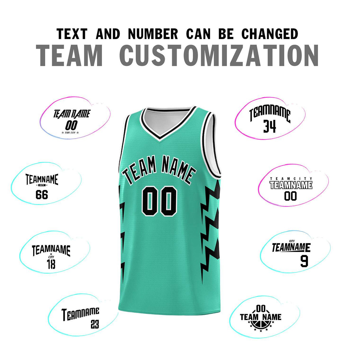 Custom Bright Green Side Lightning Pattern Sports Uniform Basketball Jersey