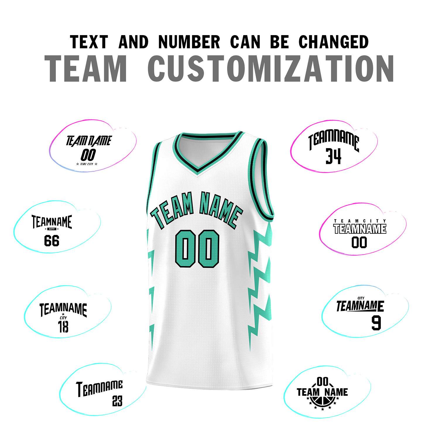 Custom White Side Lightning Pattern Sports Uniform Basketball Jersey