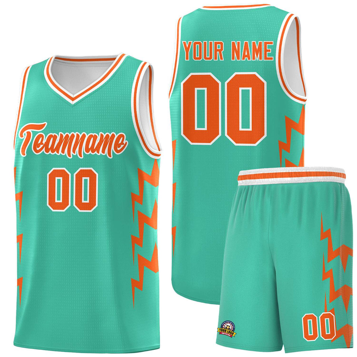 Custom Bright Green Side Lightning Pattern Sports Uniform Basketball Jersey