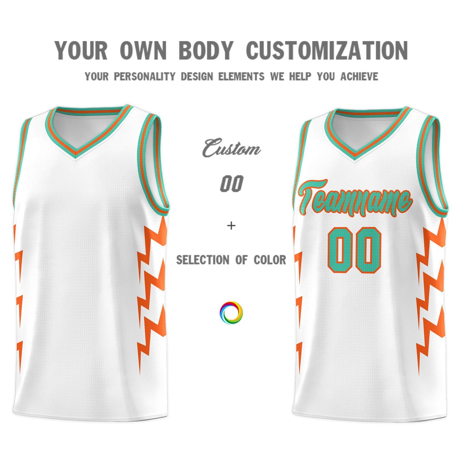 Custom White Side Lightning Pattern Sports Uniform Basketball Jersey