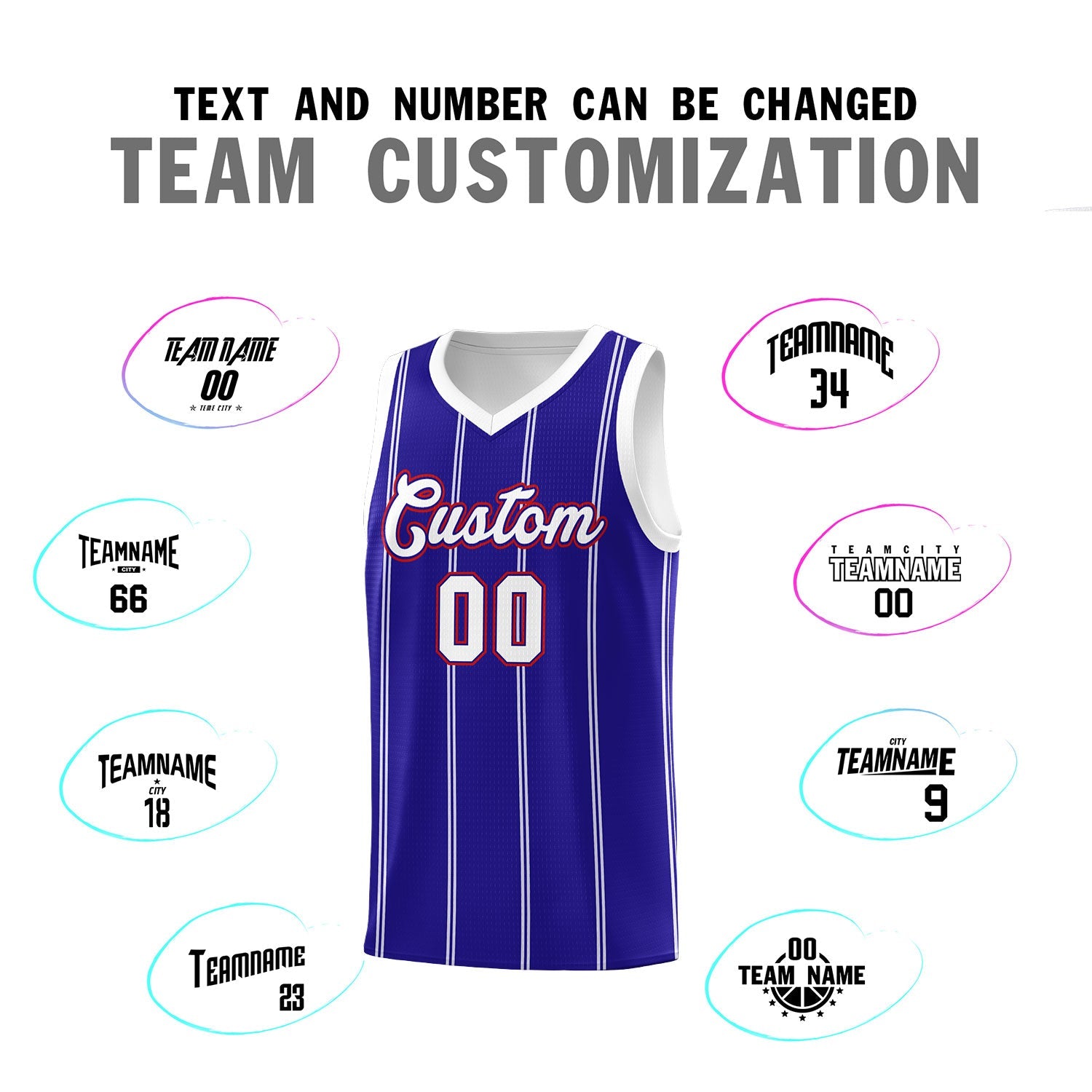 Custom Royal Blue White Red Vertical Stripes Single Sided Sets Basketball Jersey | For Men,Stitched,Perfect for Training,Add Name and Numbern | KXKSHOP