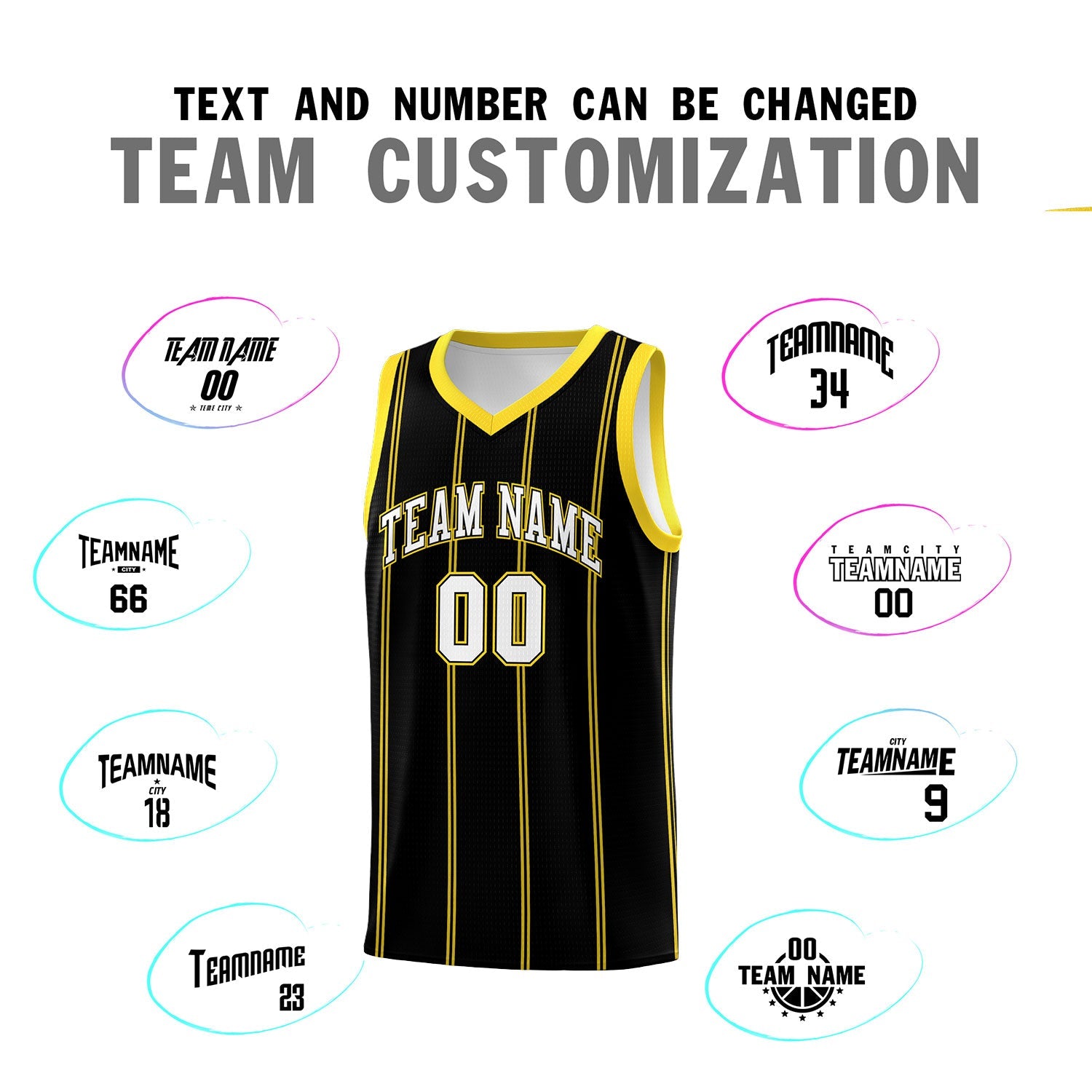 Custom Black Gold White Vertical Stripes Single Sided Sets Basketball Jersey | For Men,Stitched,Perfect for Training,Add Name and Numbern | KXKSHOP