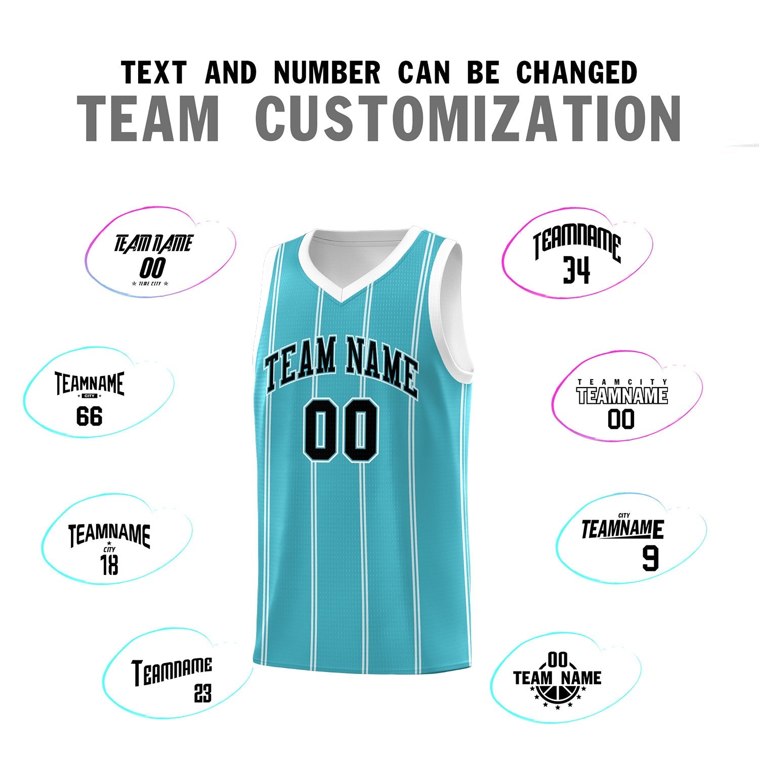 Custom Sky Blue White Black Vertical Stripes Single Sided Sets Basketball Jersey | For Men,Stitched,Perfect for Training,Add Name and Numbern | KXKSHOP