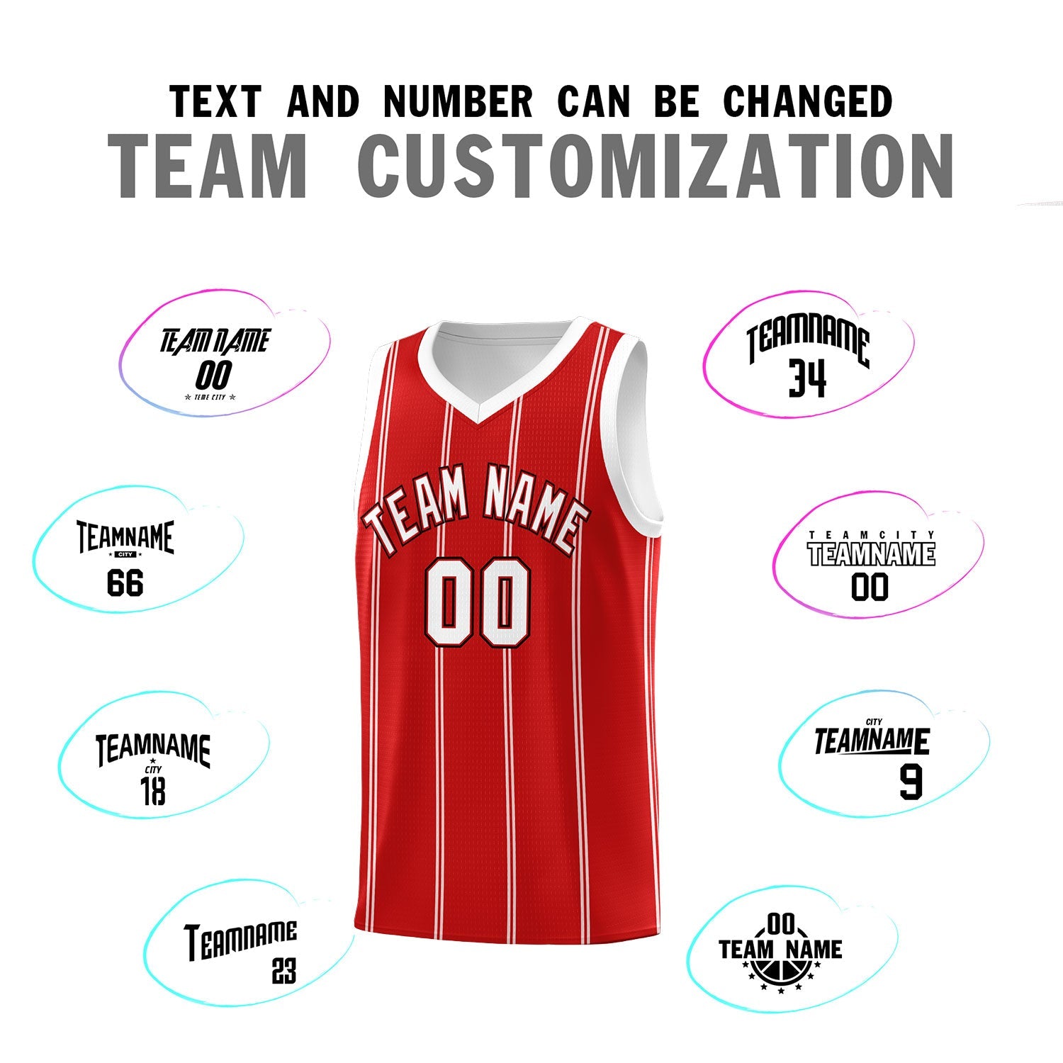 Custom Red White Black Vertical Stripes Single Sided Sets Basketball Jersey | For Men,Stitched,Perfect for Training,Add Name and Numbern | KXKSHOP