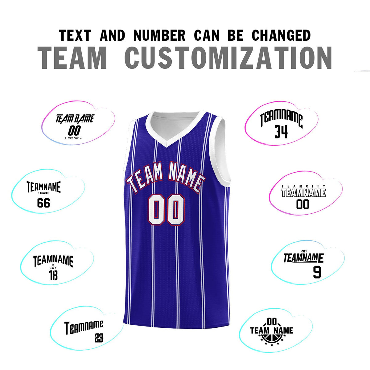 Custom Royal Blue White Red Vertical Stripes Single Sided Sets Basketball Jersey | For Men,Stitched,Perfect for Training,Add Name and Numbern | KXKSHOP