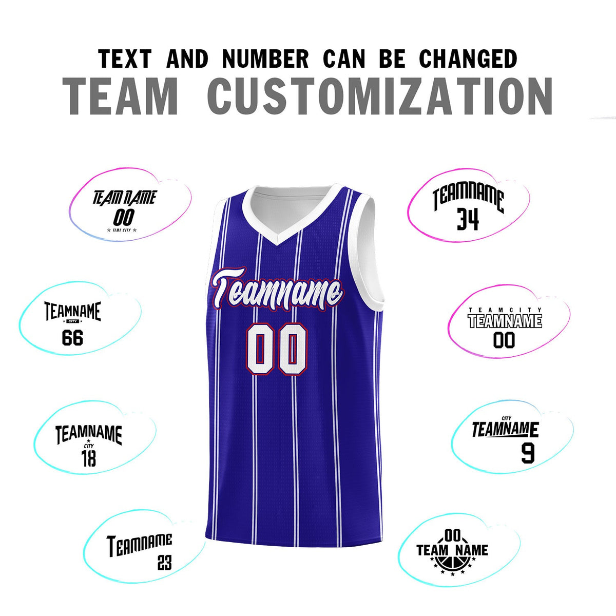 Custom Royal Blue White Red Vertical Stripes Single Sided Sets Basketball Jersey | For Men,Stitched,Perfect for Training,Add Name and Numbern | KXKSHOP