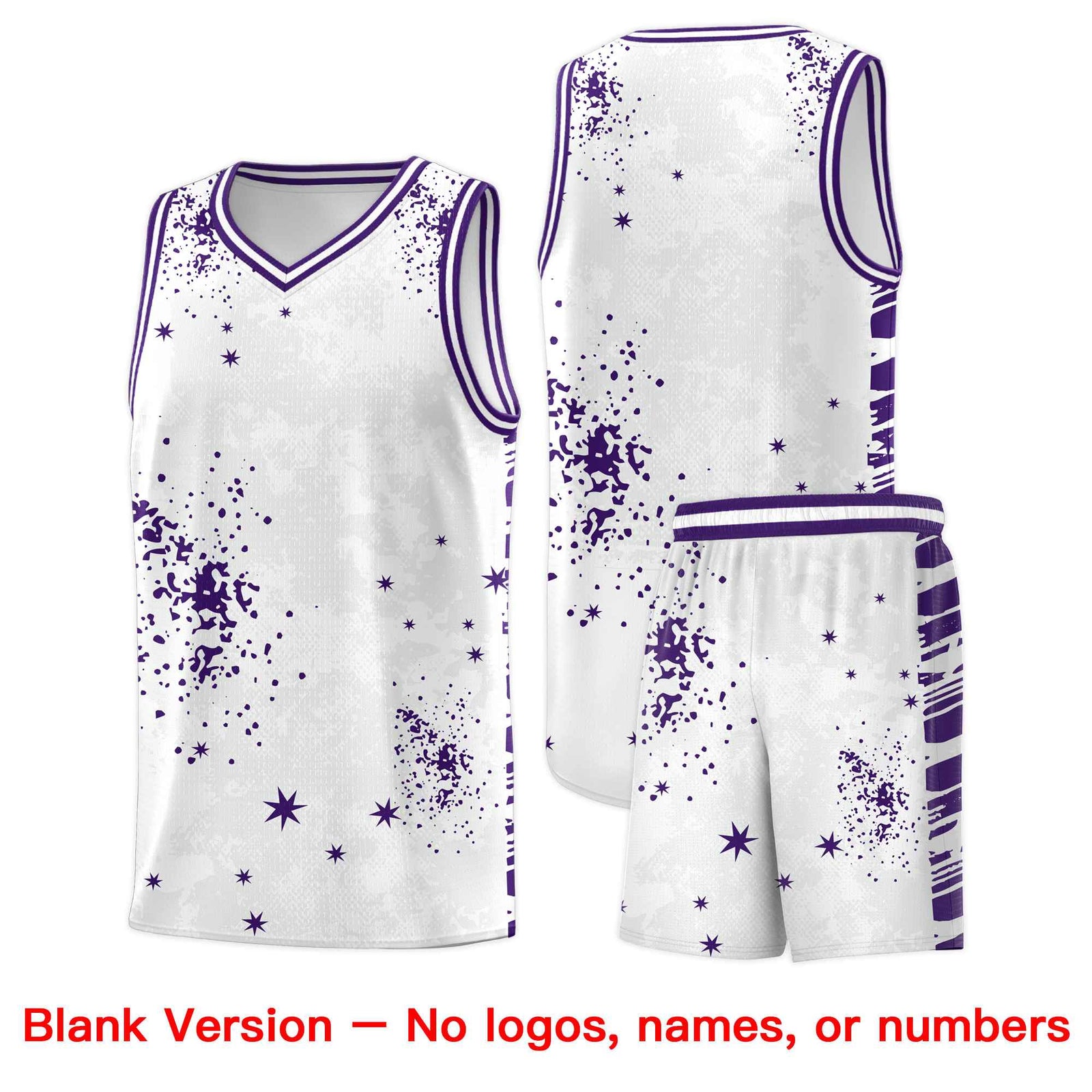 Custom White Purple Vice Burst Galactic Graffiti Moisture-Wicking Basketball Jersey