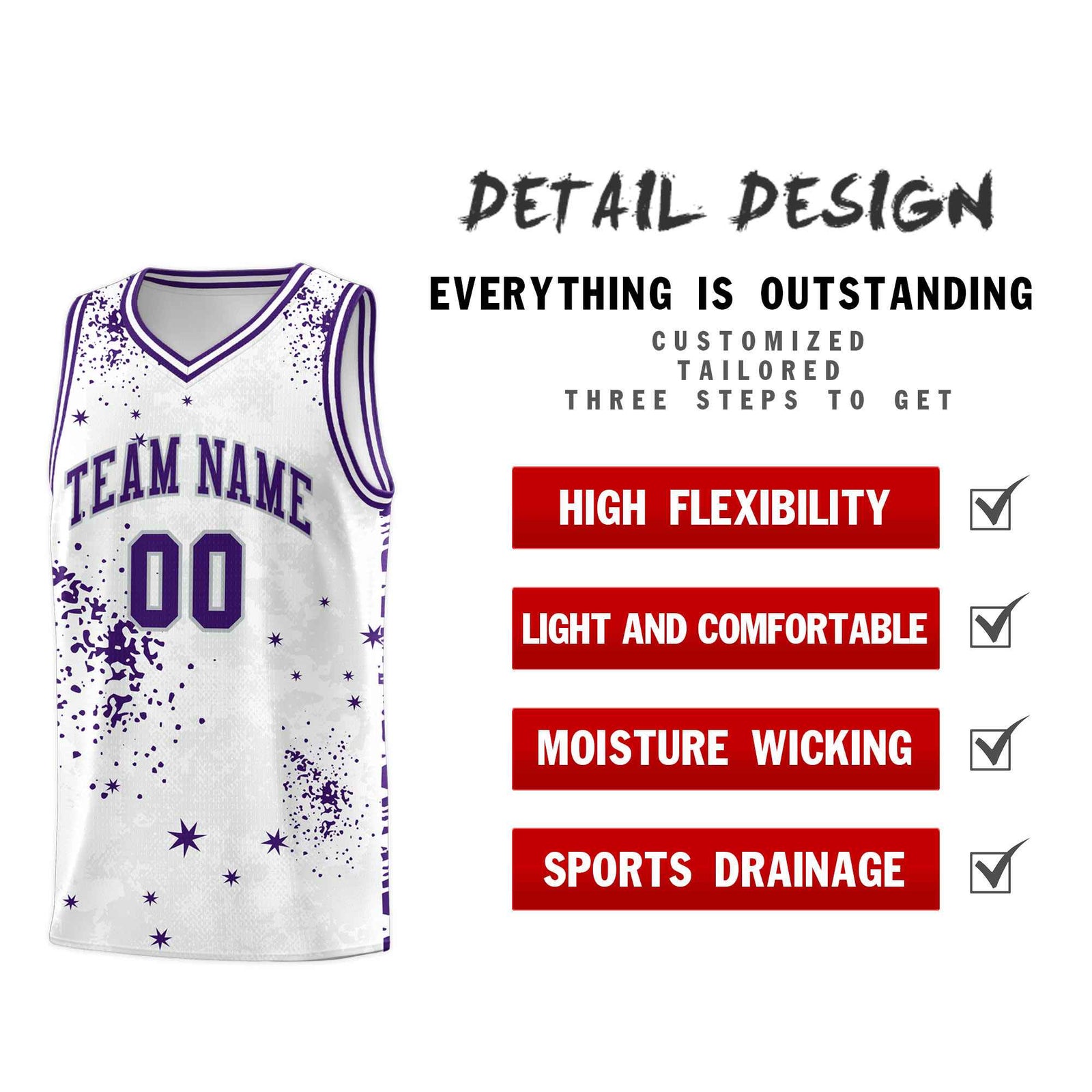 Custom White Purple Vice Burst Galactic Graffiti Moisture-Wicking Basketball Jersey