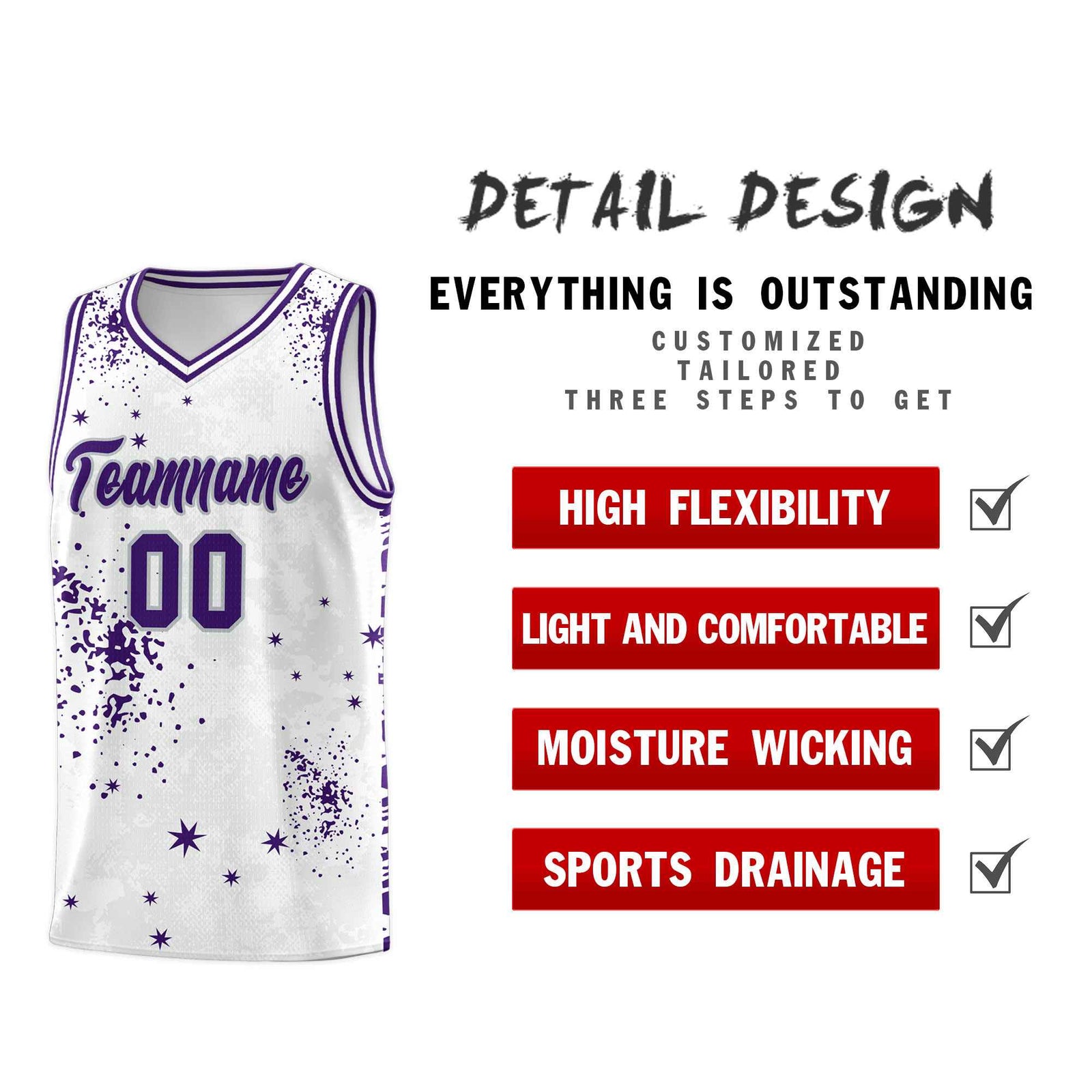 Custom White Purple Vice Burst Galactic Graffiti Moisture-Wicking Basketball Jersey
