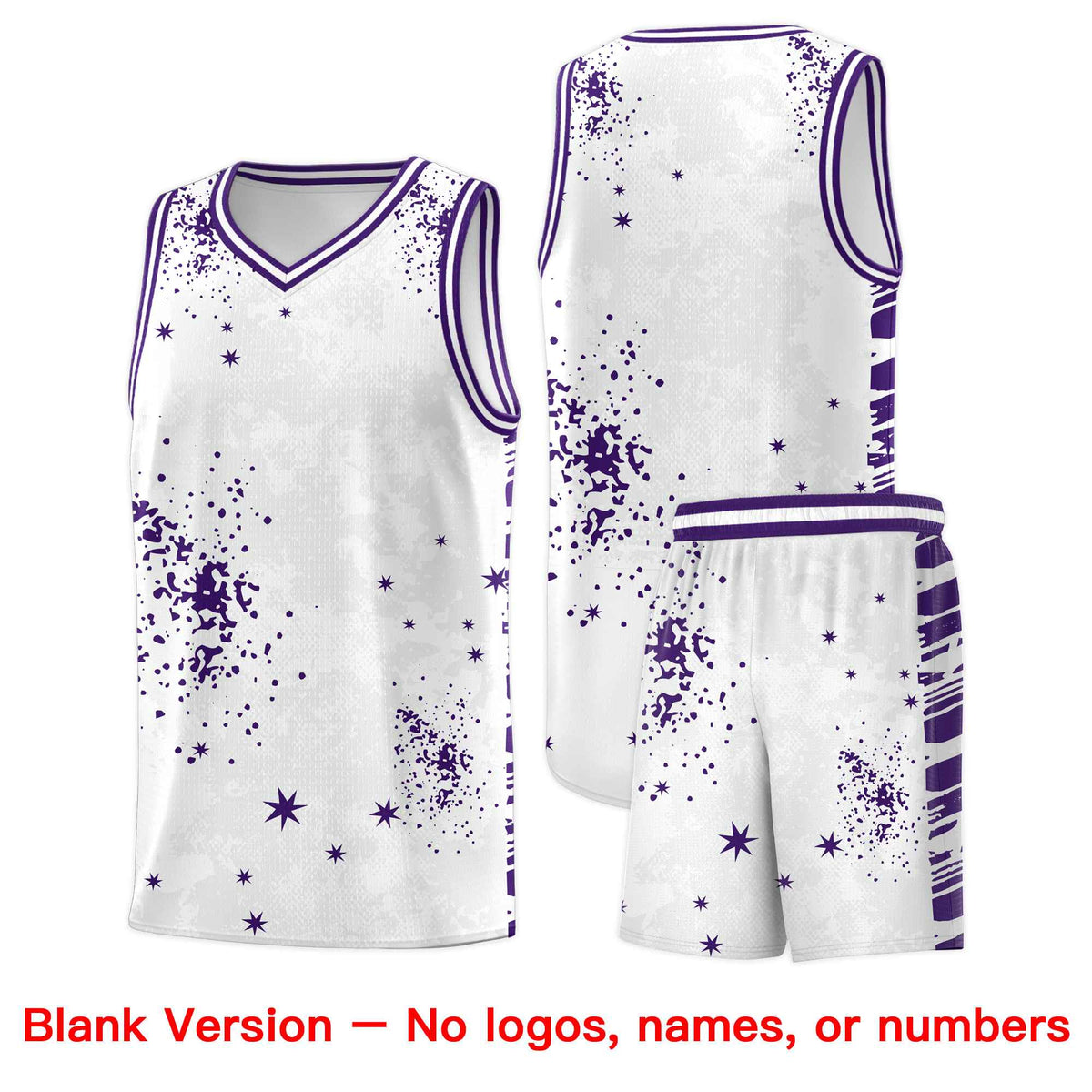 Custom White Purple Vice Burst Galactic Graffiti Moisture-Wicking Basketball Jersey