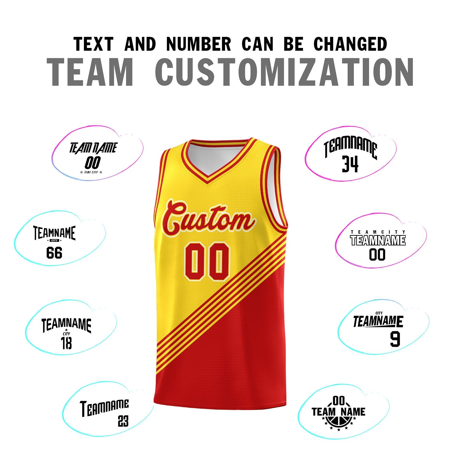 Custom Gold Red Diagonal Stripes Color Block Sets Basketball Jersey | For Men,For Youth,Sublimation Printed,Perfect for Training,Perfect for Teams | KXKSHOP