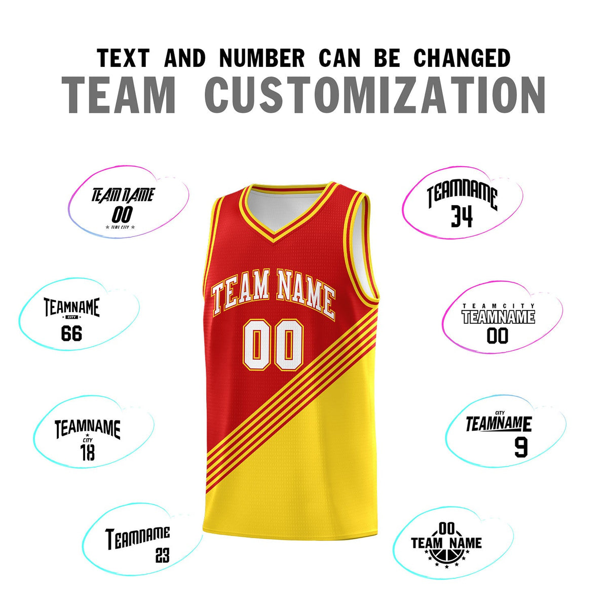 Custom Red Gold Diagonal Stripes Color Block Sets Basketball Jersey | For Men,For Youth,Sublimation Printed,Perfect for Training,Perfect for Teams | KXKSHOP