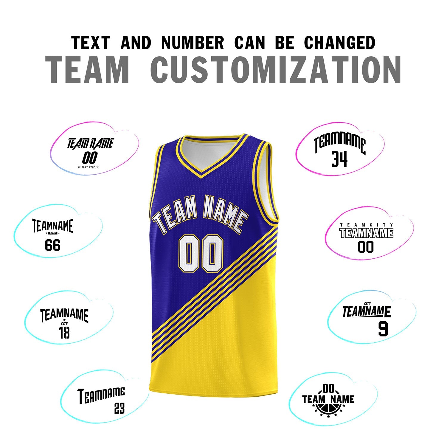 Custom Royal Blue Gold Diagonal Stripes Color Block Sets Basketball Jersey | For Men,For Youth,Sublimation Printed,Perfect for Training,Perfect for Teams | KXKSHOP