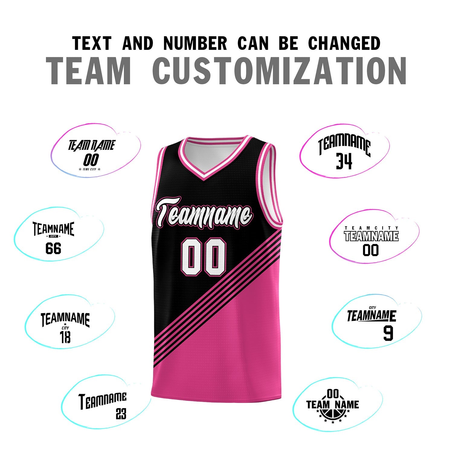Custom Black Pink White Diagonal Stripes Color Block Sets Basketball Jersey | For Men,For Youth,Sublimation Printed,Perfect for Training,Perfect for Teams | KXKSHOP