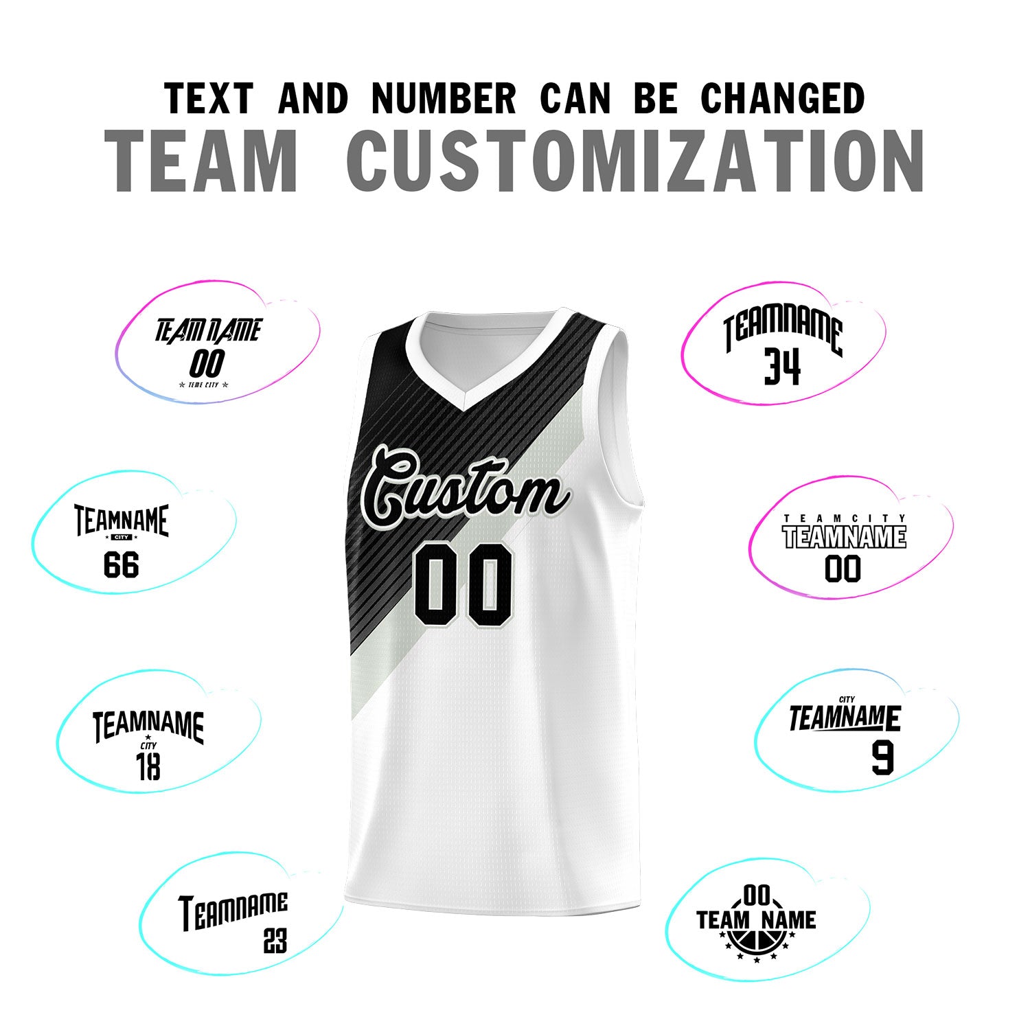 Custom White Black Gray Diagonal Stripes Color Block Sets Basketball Jersey | For Men,Perfect for Teams,Perfect for Coaches,Sublimation Printed,For Kid,For Youth | KXKSHOP
