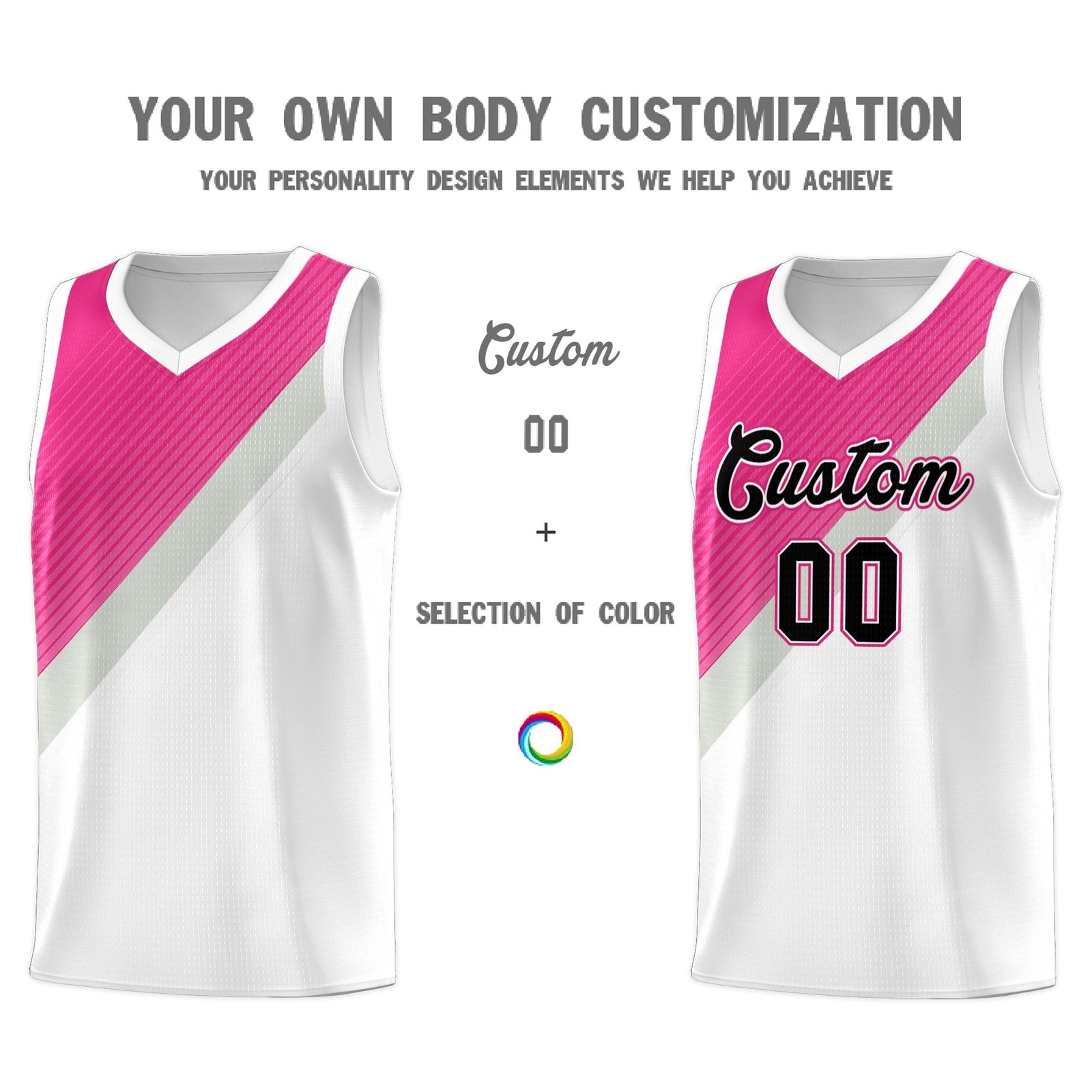 Custom White Rose Red Sky Blue Gray Diagonal Stripes Color Block Sets Basketball Jersey | For Men,Perfect for Teams,Perfect for Coaches,Sublimation Printed,For Kid,For Youth | KXKSHOP