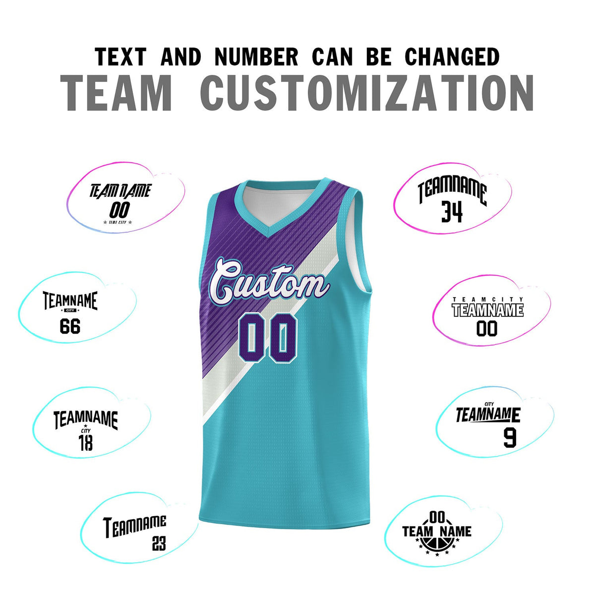 Custom Sky Blue Purple Gray Diagonal Stripes Color Block Sets Basketball Jersey | For Men,Perfect for Teams,Perfect for Coaches,Sublimation Printed,For Kid,For Youth | KXKSHOP
